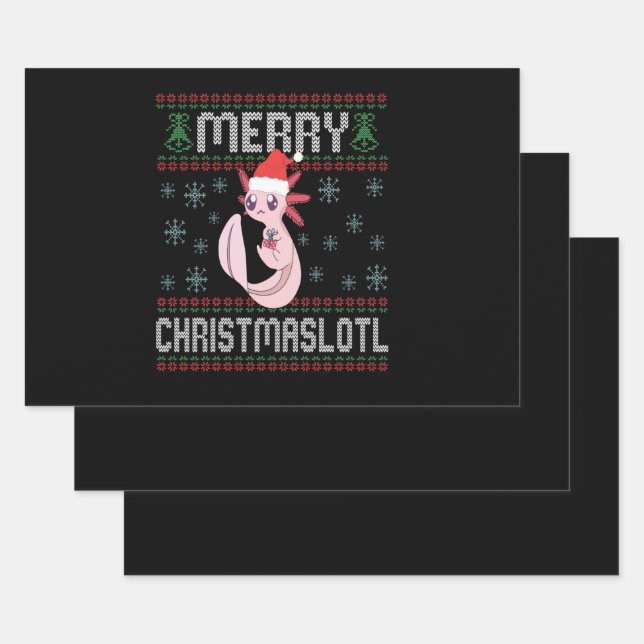Merry Christmaslotl Niedlich Axolotl Ugly Sweater  Geschenkpapier Set (Set)