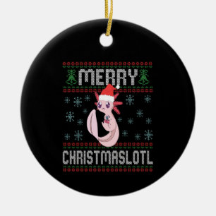Merry Christmaslotl Niedlich Axolotl Ugly Sweater  Keramik Ornament