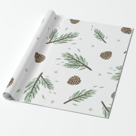 Merry Christmassenkiefer Blätter Baum Botanical W Geschenkpapier