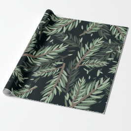 Merry Christmassenkiefer Blätter Baum Botanisch Geschenkpapier