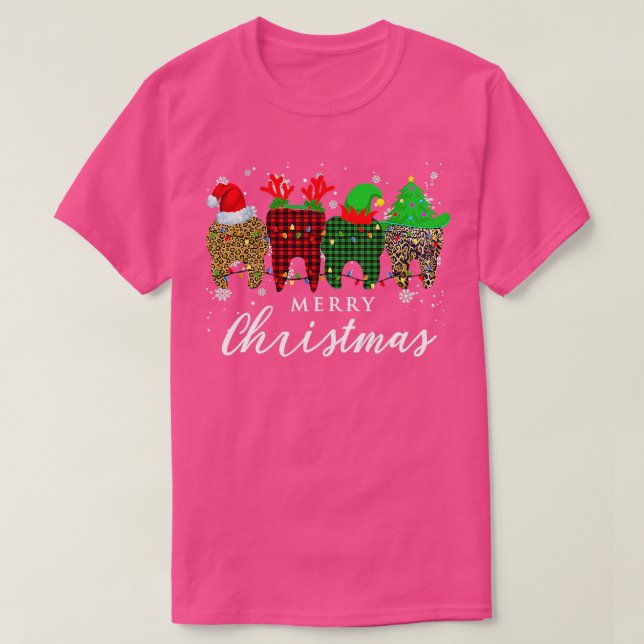 Merry Christmasth Weihnachtsmannmütze Leopard Clas T-Shirt (Design vorne)
