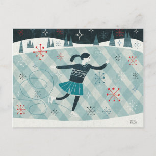 Merry Christmastime Skater Feiertagspostkarte
