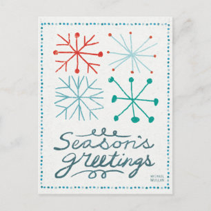 Merry Christmastime Snowflakes Feiertagspostkarte