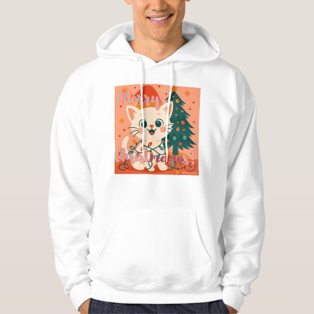 Merry Christmeows! Cute & Funny Santa Cat Hoodie (Vorderseite)