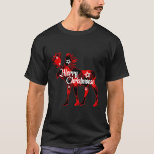Merry Christmoose Buffalo Kariertes Geschenk Moose T-Shirt