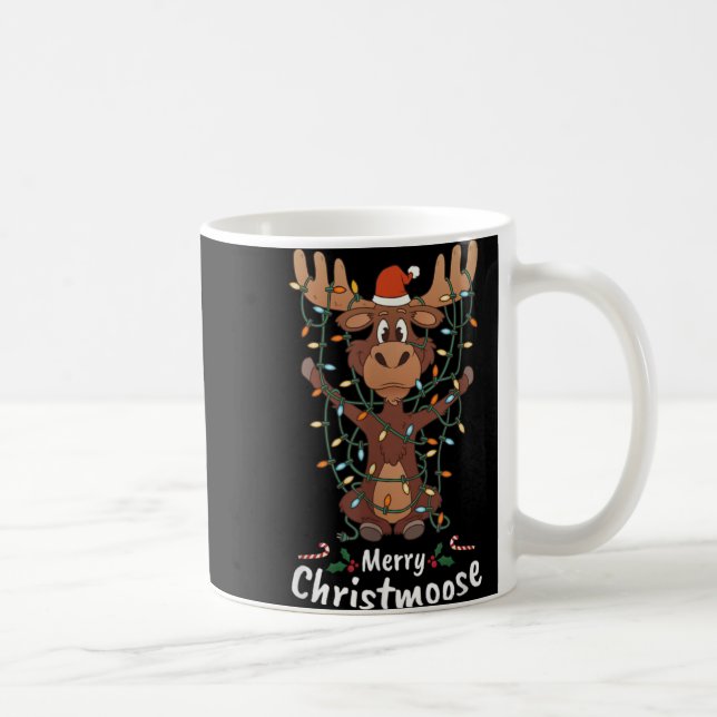 Merry Christmoose Christmas Moose Xmas Tree Lights Kaffeetasse (Rechts)