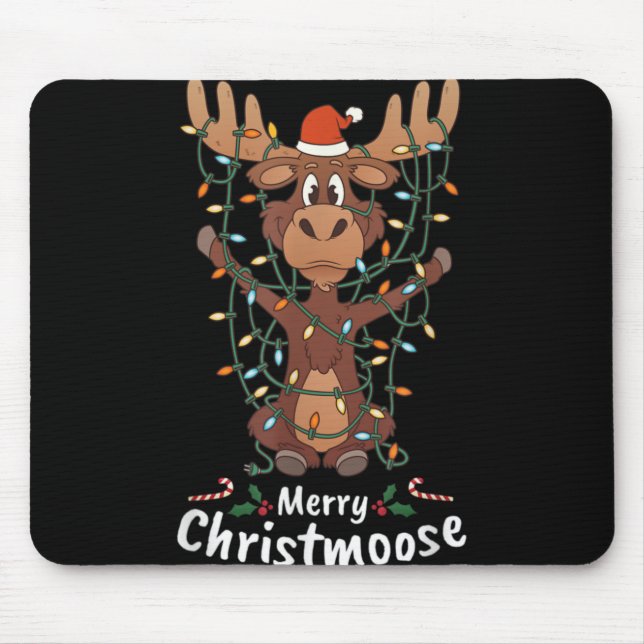 Merry Christmoose Christmas Moose Xmas Tree Lights Mousepad (Vorne)