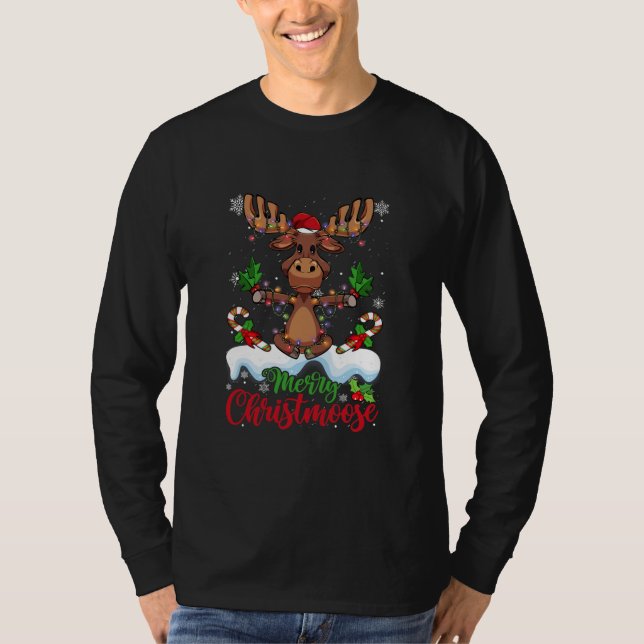 Merry Christmoose Christmas Moose Xmas Tree T-Shirt (Vorderseite)