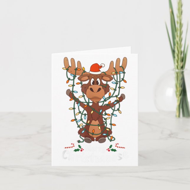 Merry Christmoose Christmas Mooses Xmas Tree Light Karte (Vorderseite)