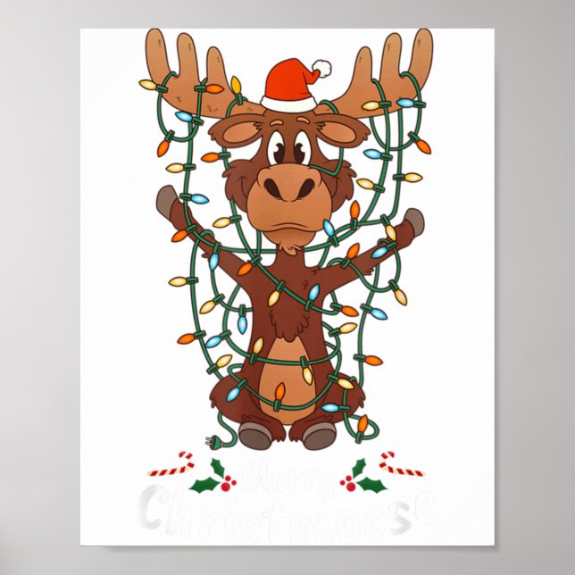 Merry Christmoose Christmas Mooses Xmas Tree Light Poster (Vorne)