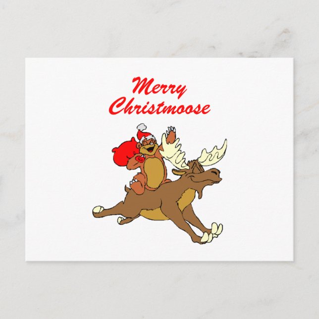 Merry Christmoose Feiertagspostkarte (Vorderseite)