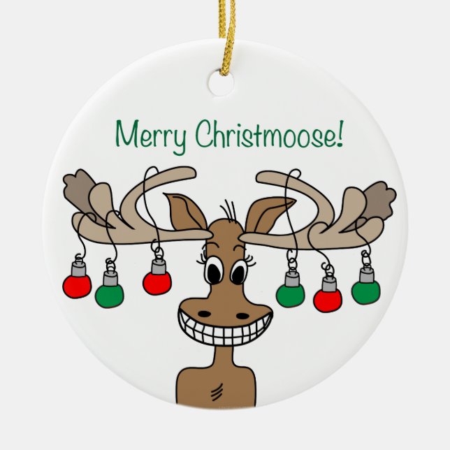 Merry Christmoose Holiday Keramik Ornament (Vorne)