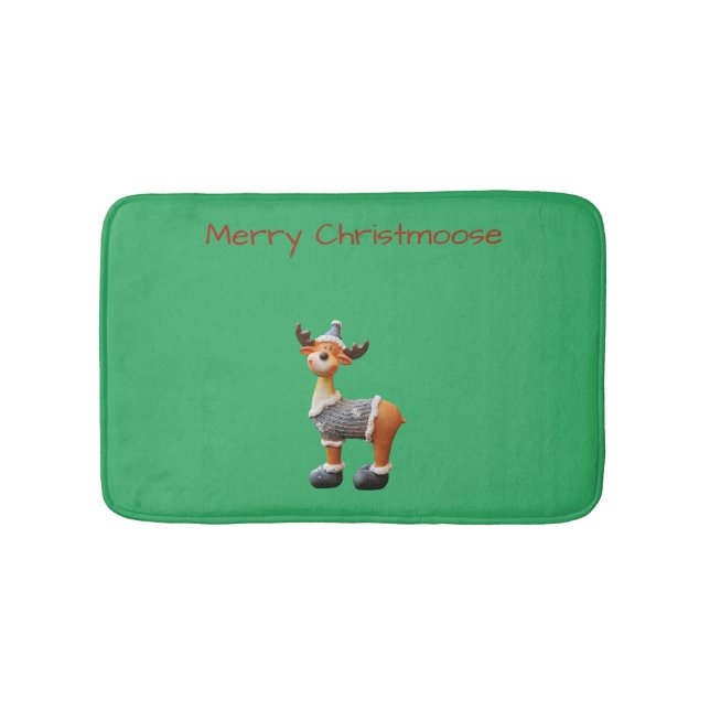 Merry Christmoose mit einem Hut Badematte (Vorderseite)