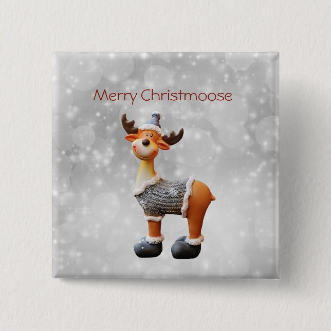 Merry Christmoose mit einem Hut Button (Vorderseite)