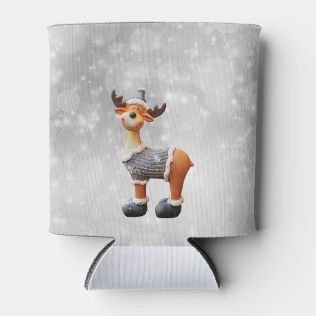 Merry Christmoose mit einem Hut Dosenkühler (Vorderseite)