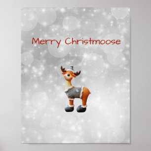 Merry Christmoose mit einem Hut Poster