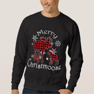 Merry Christmoose Moose Buffalo Red Kariert Christ Sweatshirt