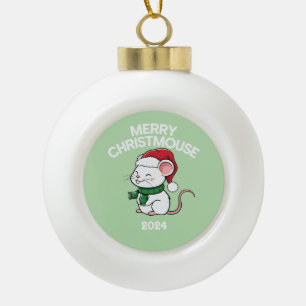 Merry Christmouse Keramik Kugel-Ornament