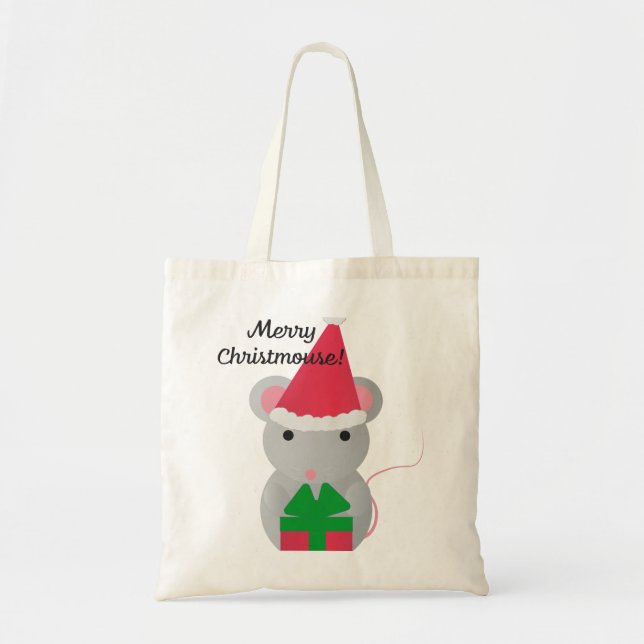 Merry Christmouse Niedlich WeihnachtsMaus Tragetasche (Vorne)