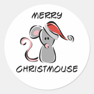 Merry Christmouse Runder Aufkleber