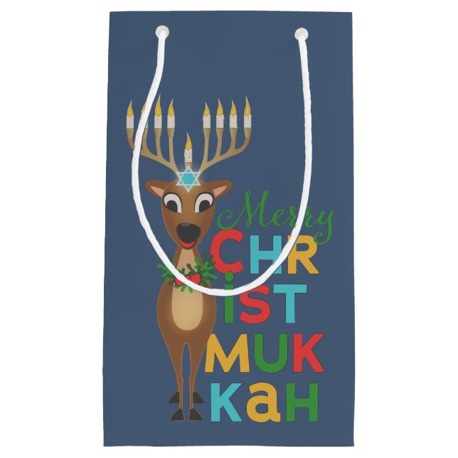 Merry Christmukkah Reindeer Kleine Geschenktüte (Vorderseite)
