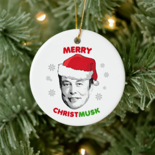 Merry Christmusk Ceramic Ornament
