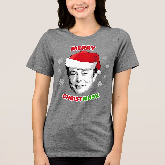 Merry Christmusk Keramik Ornament Tri-Blend Shirt (Vorderseite)