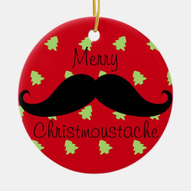 Merry Christmustache Ornament Round (Vorne)