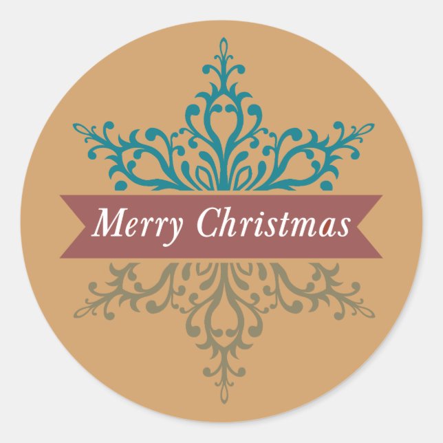 Merry Chritsmas Snowflake Holiday Stickers (Vorderseite)