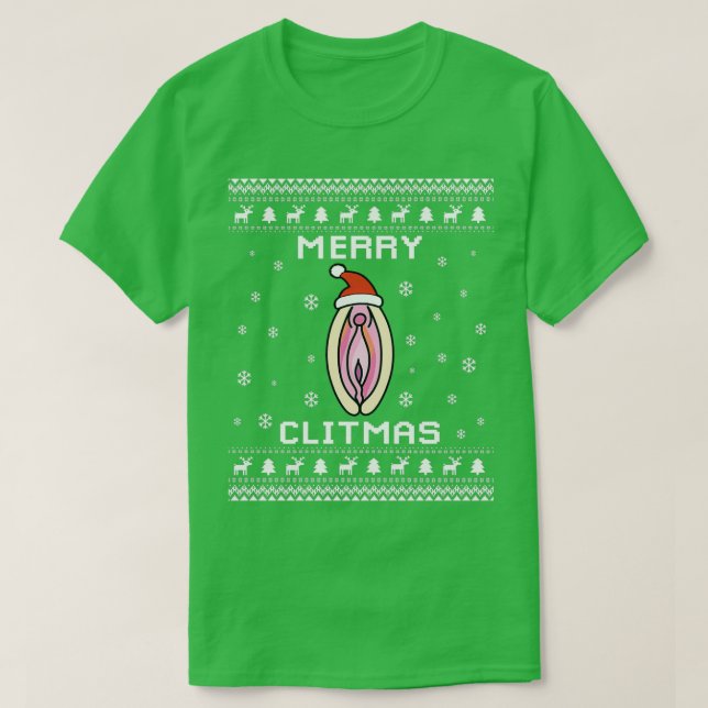 Merry Clitmas Naughty Ugly Christmas Sweater 2 T-Shirt (Design vorne)