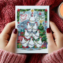 Merry Cluck-Mas Chickens Weihnachtskarte