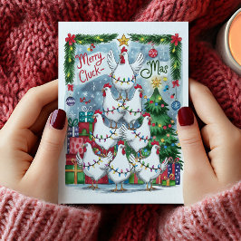 Merry Cluck-Mas Chickens Weihnachtskarte Feiertagskarte