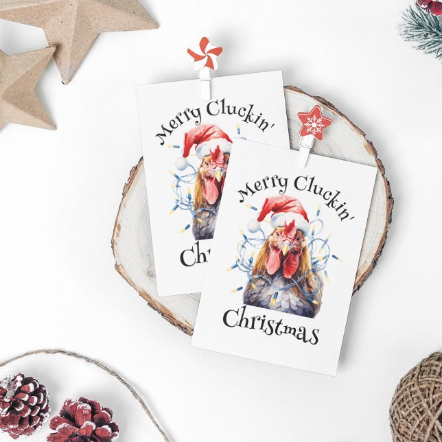 Merry Cluckin' Christmas Chicken Postkarte (Von Creator hochgeladen)