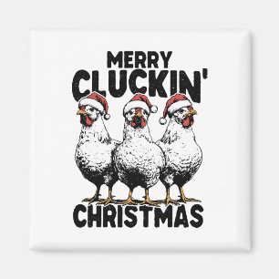 Merry Cluckin Christmas Funny Chicken Lover Santa Magnet