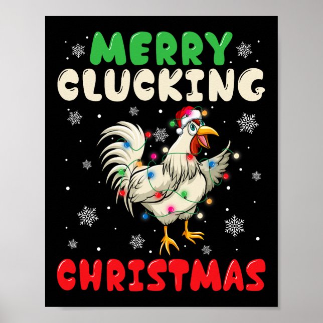 Merry Cluckin Christmas Funny Chicken Santa 1 Poster (Vorne)