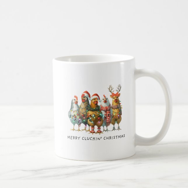 Merry Cluckin Weihnachts-Chickens Coffee Tasse (Rechts)