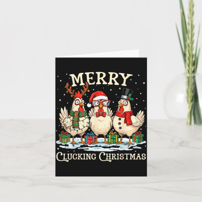 Merry Clucking Christmas Chicken Farm Animal Xmas  Karte (Vorderseite)