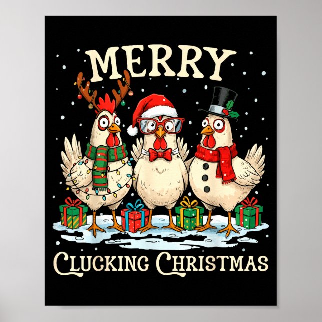 Merry Clucking Christmas Chicken Farm Animal Xmas  Poster (Vorne)