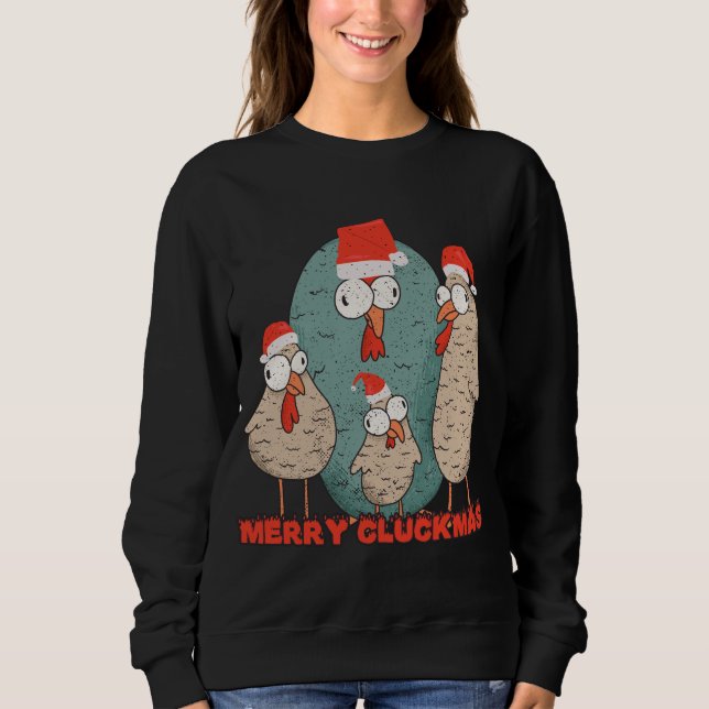 Merry Cluckmas - Crazy Christmas Chickens Sweatshirt (Vorderseite)