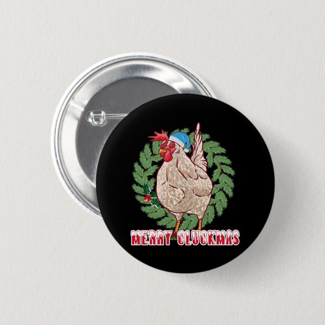 Merry Cluckmas - Weihnachtsgebäck Button (Vorne & Hinten)