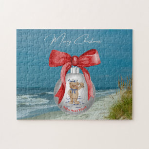 Merry Coastal Christmas Hilton Head Island Beach Puzzle