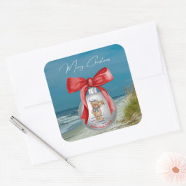 Merry Coastal Christmas Hilton Head Island Beach Quadratischer Aufkleber