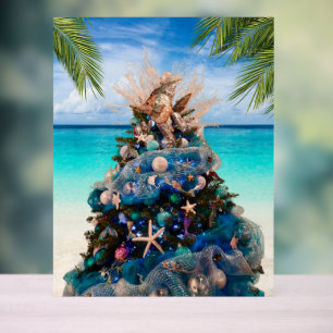 Merry Coastal Christmas Tropical Beach HolidayTree Acrylschild
