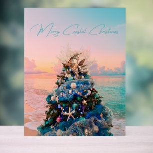 Merry Coastal Christmas Tropical Beach HolidayTree Acrylschild