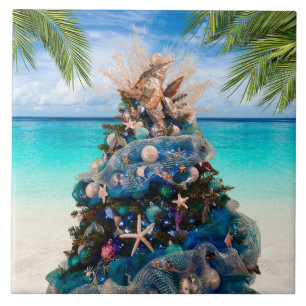 Merry Coastal Christmas Tropical Beach HolidayTree Fliese