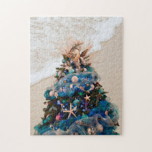 Merry Coastal Christmas Tropical Beach HolidayTree Puzzle