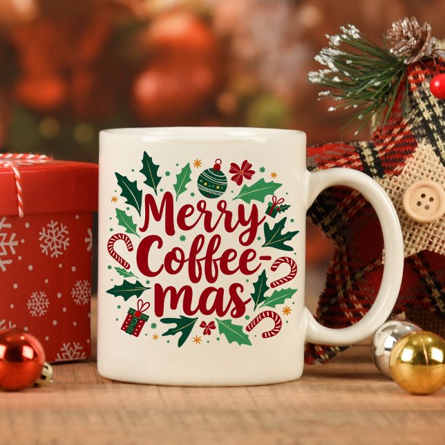Merry Coffemas Funny Christmas Zwei Tone Kaffee Ta Zweifarbige Tasse (Von Creator hochgeladen)