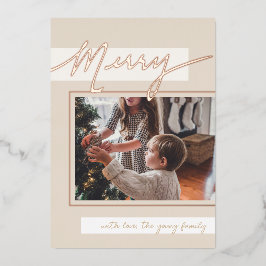Merry Color Block Foil Holiday Photo Card Folien Feiertagskarte