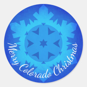 Merry Colorado Weihnachts-Schneeflocken-Aufkleber Runder Aufkleber