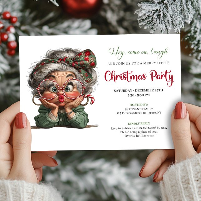 Merry Comic Grandma Christmas Gathering Invitation Einladung (Merry Comic Grandma Christmas Gathering Invitation)